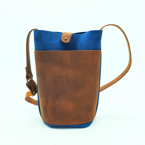 Bolsa Mediana con bolsillo piel al frente